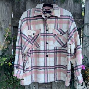 Zara Multicolor Plaid Shirt Jacket Shacket nwot